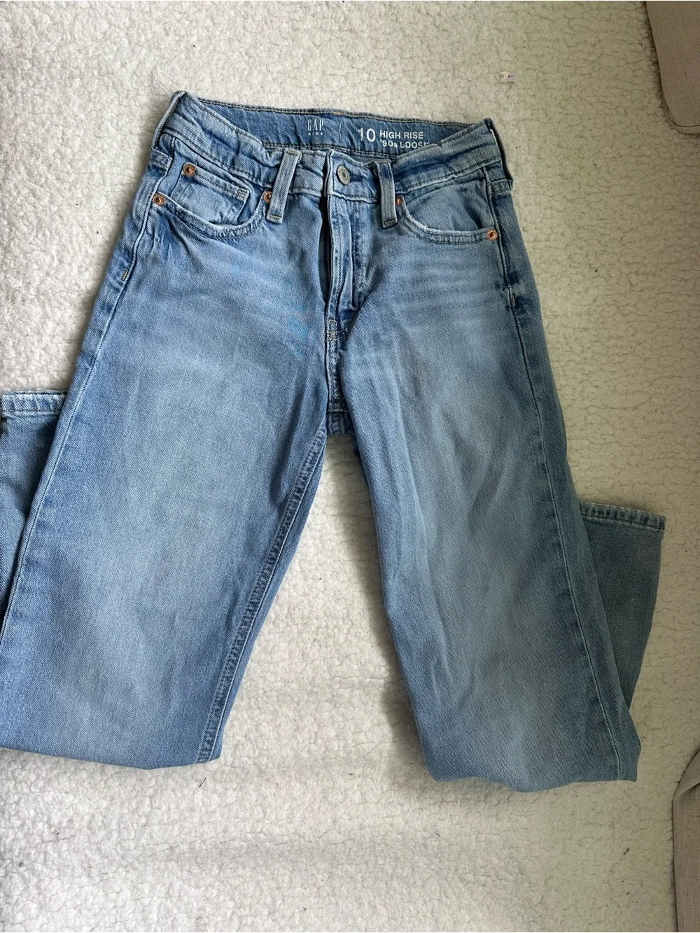 GAP Girls High-Rise Relaxed Jeans - Light Wash Blue